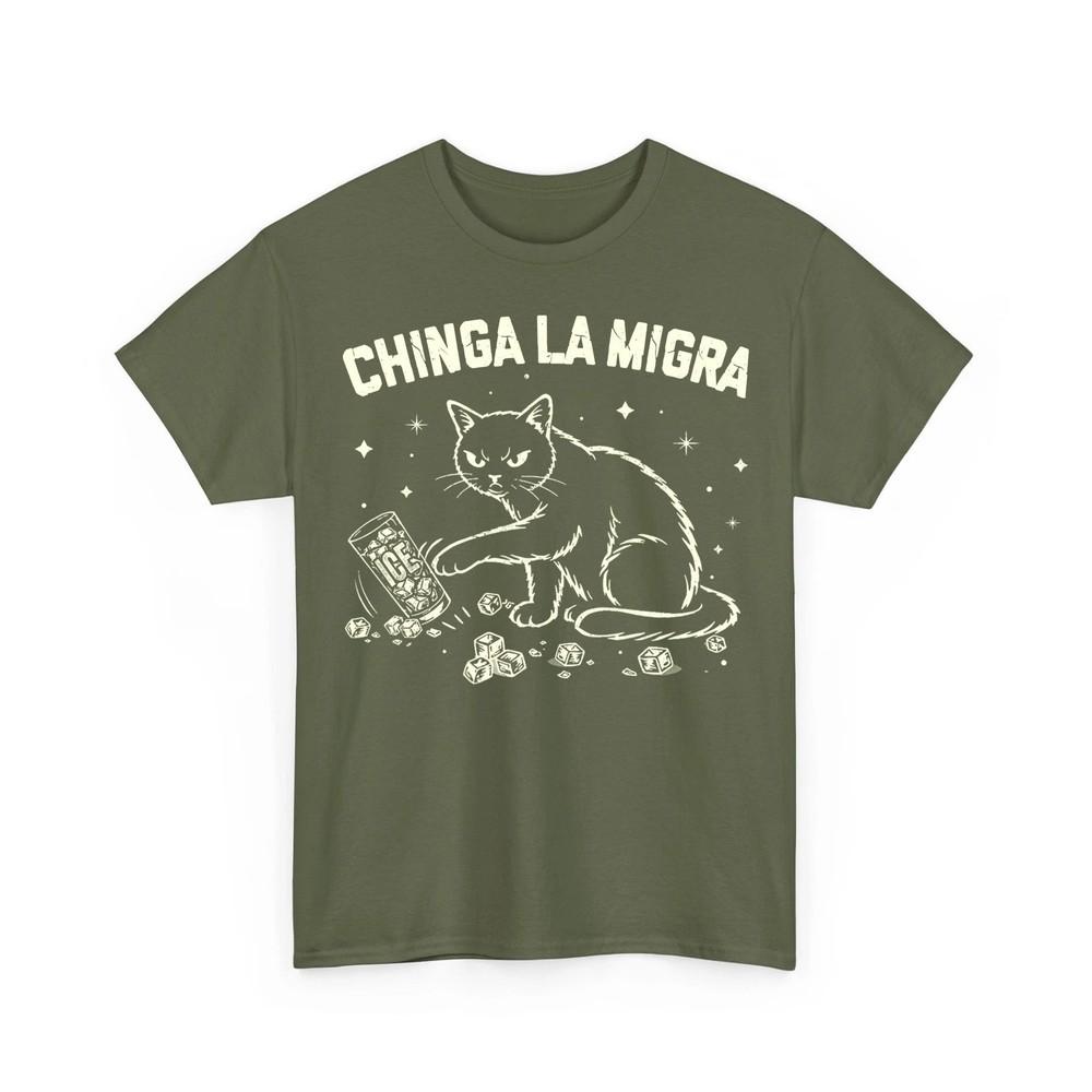 

Chinga La Migra Shirt Pro Immigration Abolish ICE Funny Cat Political TShirt Unisex T-Shirt S