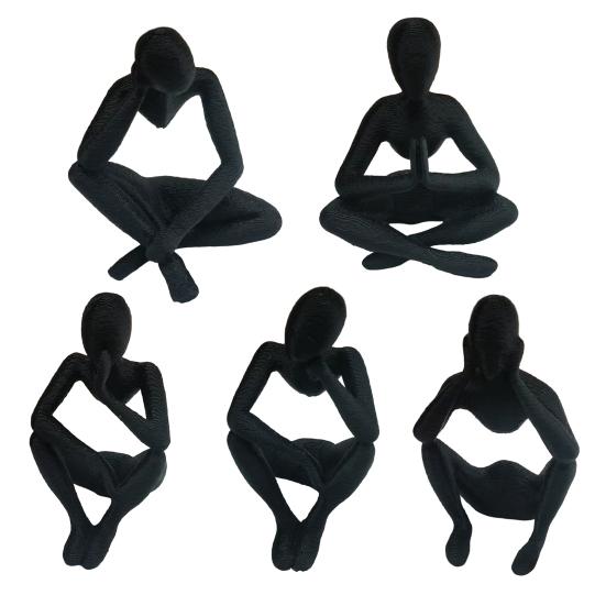 3D Printed Thinker Style Abstract Sculpture, Meditator Statue Collectible Figurines, Home Office Bookshelf Desktop Decor
