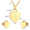 Love Earrings Necklace Set Fashion Sweet Necklace Cut Stainless Steel Jewelry Set Women