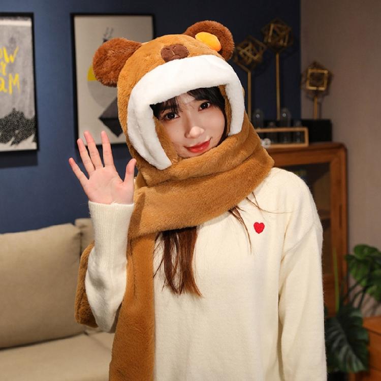 Oversized Scarf Hat for Girls Halloween Cute Ears Capybara Hat Birthday Gifts