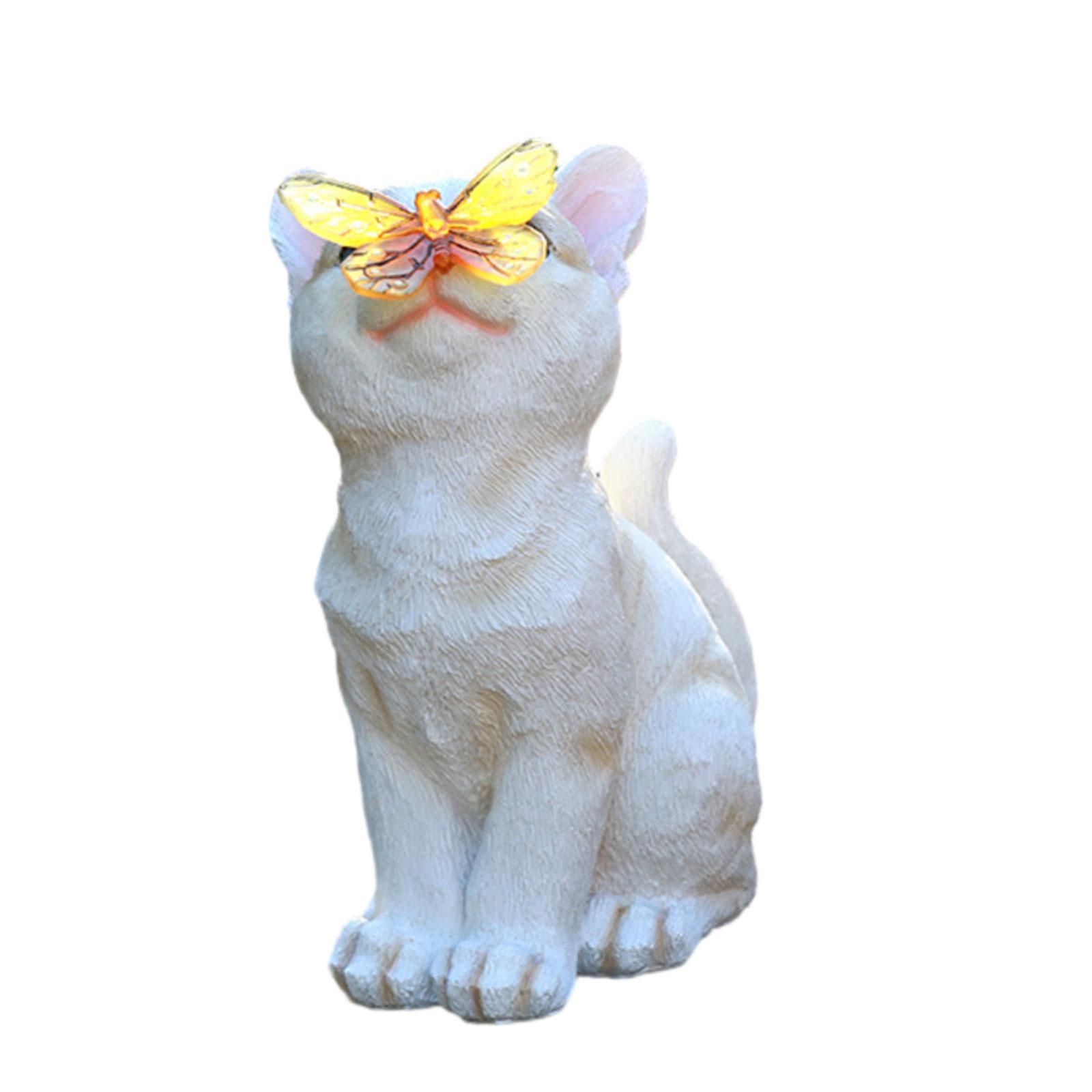

Garden Cat Statue Solar Powered Light Waterproof Outdoor Statues Kitten Figurine белый
