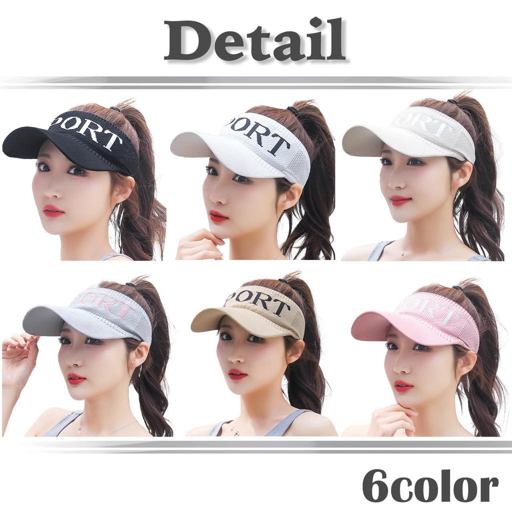 Plain Mesh Visor Cap Hat for CA810 [White Fang] Outdoors, Walking, Fishing, Golf, Women's (Black)