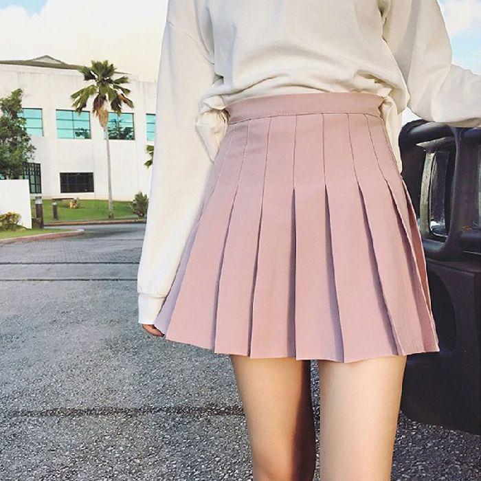 Japanese College Style High Waist Pleated A-Line Skirt - Anti-Exposure, Slimming Summer Short Skirt for Students