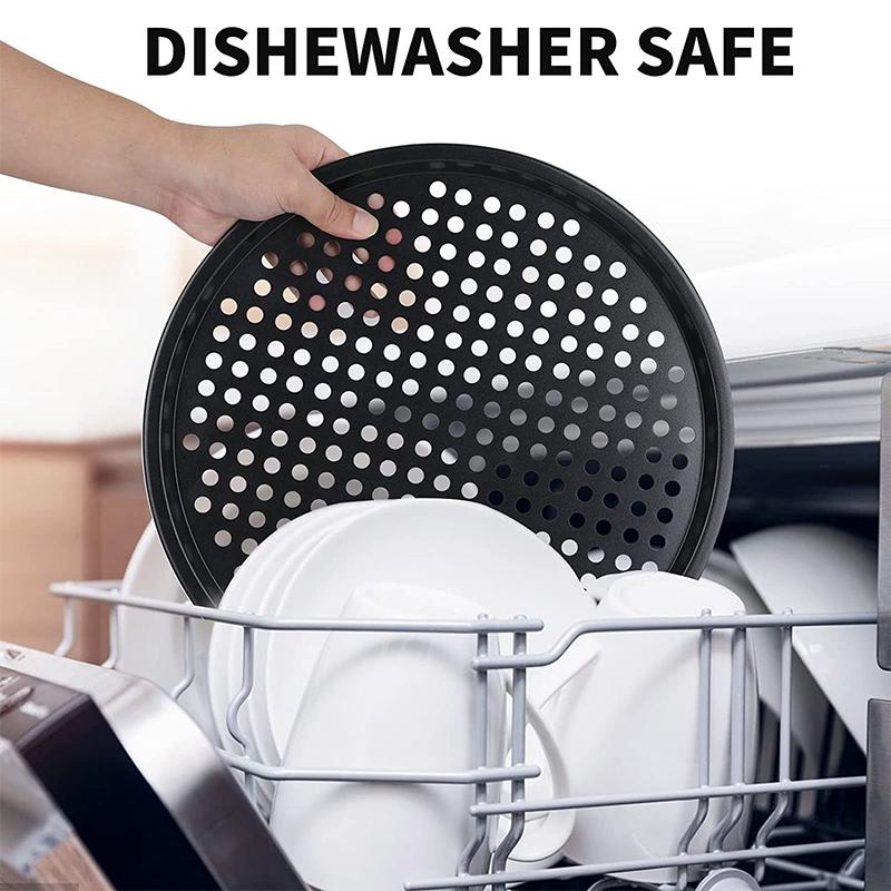 LMETJMA Pizza Pan With Holes Carbon Steel Perforated Non-Stick Pizza Tray for Oven Pizza Crisper Pan Dishwasher Safe JT139
