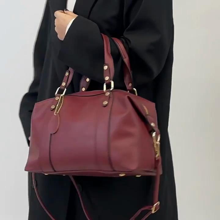 Tianjingeerlishangmaoyouxiangongsi Women's Red Luxury Pu Leather Handbags Designer Brand Tassel Shoulder Messenger Bags Tote Vintage Handbag