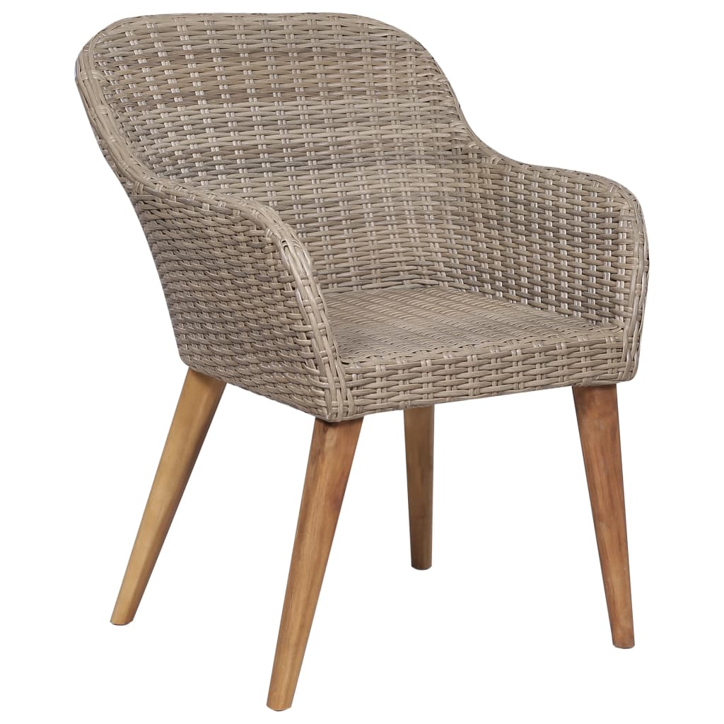 Garden Chairs with Cushions 2 Pcs Brown Poly Rattan