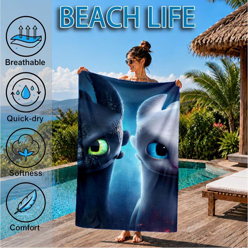 Dragon Taming Beach Towel, Super Soft Microfiber, Perfect Gift for Her/Him, Birthday, for Pool, Beach, Travel, Decor Beach Party