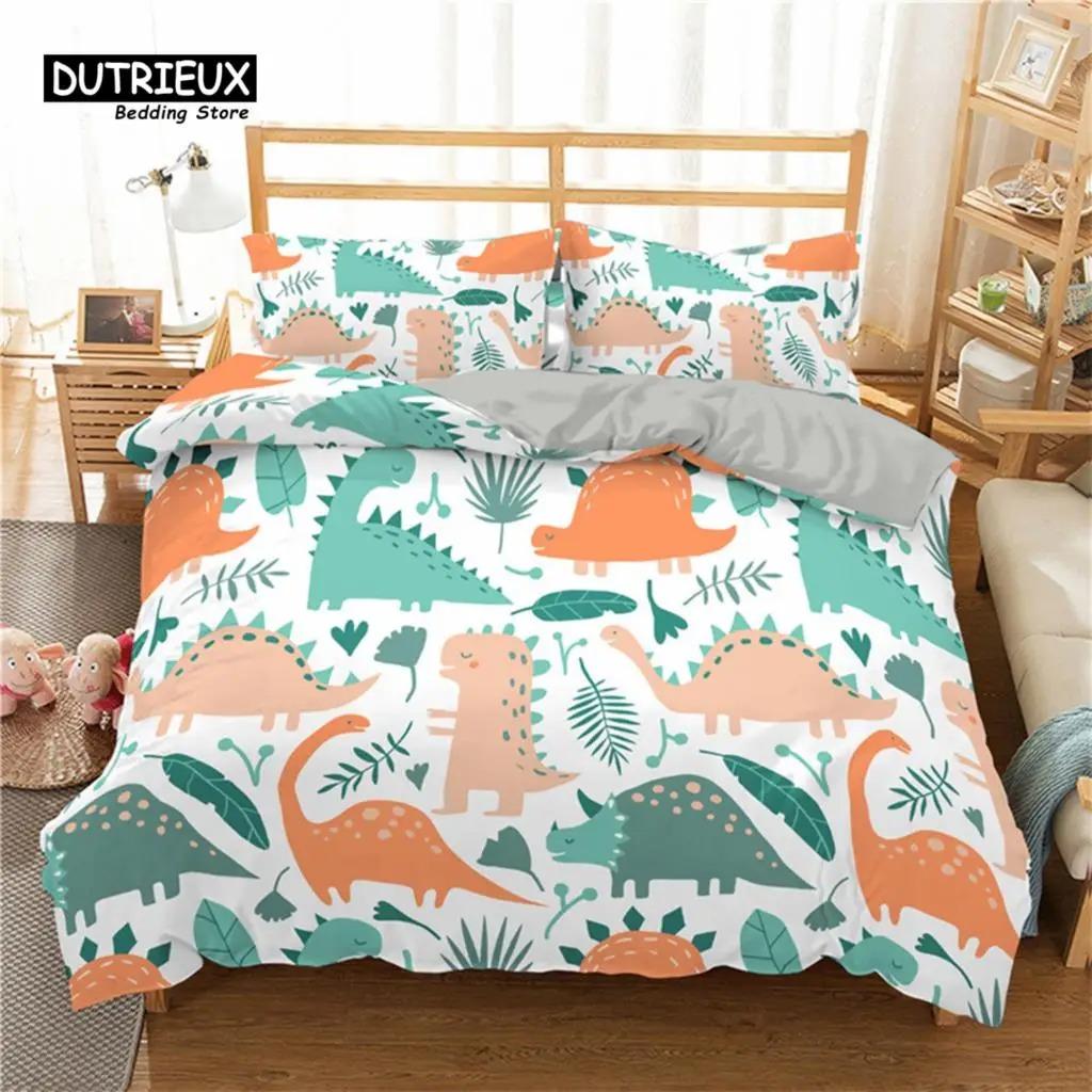 Cartoon Dinosaur Toddler Bedding Set Cartoon Animals Duvet Cover Microfiber Quilt Cover For Kids Boys Girl Teen