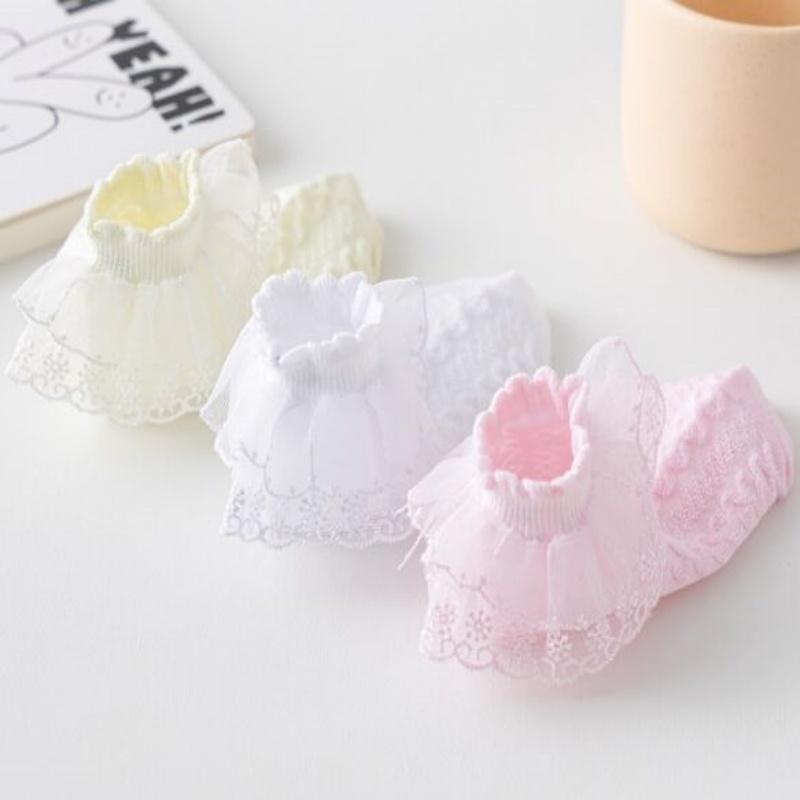 3Pairs/lot Kids Girls Socks For Baby Spring Summer Lace Toddler Princess Girls Socks Children's Short Baby Sock 1-15Year