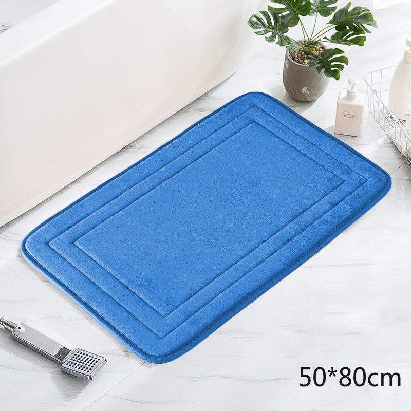 

Ретрогрессия с тиснением Коврик для ванной комнаты Нескользящие ковры в умывальнике Ванна Боковой напольный коврик Душевая комната Коврик для двери из пены с эффектом памяти 3D Pad 50cm*80cm королевский синий