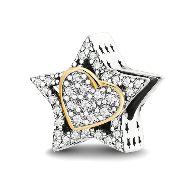 Copper Moon Cross Multicolor Love Heart Series Charms Bead Diy Bracelet Making Gift Of High Quality Fine Jewelry