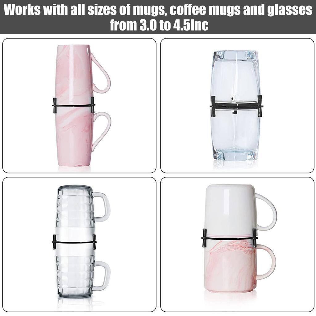 6/12Pcs Coffee Mug Stacker Adjustable Cup Storage Display Holder Kitchen Cabinet Drinkware Cup Organizer Rack Expandable