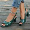 Fashion Summer Sandals for Women Solid Color Fish Mouth Thick High Heels Large Size Back Hollow Women Shoes Gladiator Sandalias Mujer