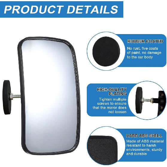 Magnetic Forklift Rearview Mirror 2 Pack, Forklift Universal Side Mirror, Suitable for Most Forklift Types, 360 Degrees Adjustable Wide Angle,