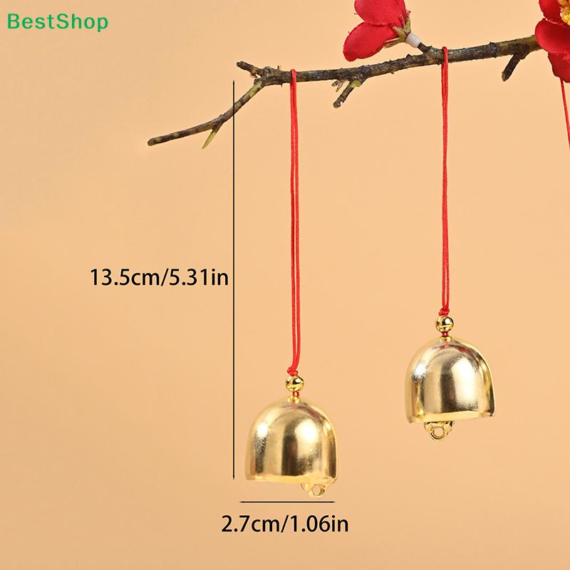 Good Luck Brass Bell Ornaments – Red String Hanging Bells for CNY, Garden & Window Decor