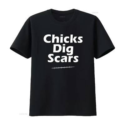 Womens T Shirt Chicks Dig Scars Cute Black 2XL Vintage Washed Homme Graphic Breathable Stylish Casual Top For Everyday Wear