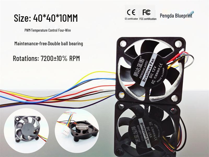 Pengda Blueprint 4010 Шарикоподшипник 24В/12В/5В ШИМ Контроль температуры 4-проводной 4см Вентилятор охлаждения видеокарты 5V motherboard 4-PIN connector