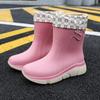New Rain Shoes Women's Adult Medium Tube Rain Boots Non-slip Water Shoes Velvet Cotton Kitchen Short Rubber Shoes Fashion