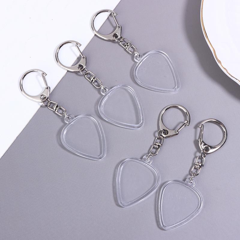 3/5Pcs Guitar Pick Collection Box Keychains Transparent Photo Frame Replaceable Detachable Pendant Musical Accessories