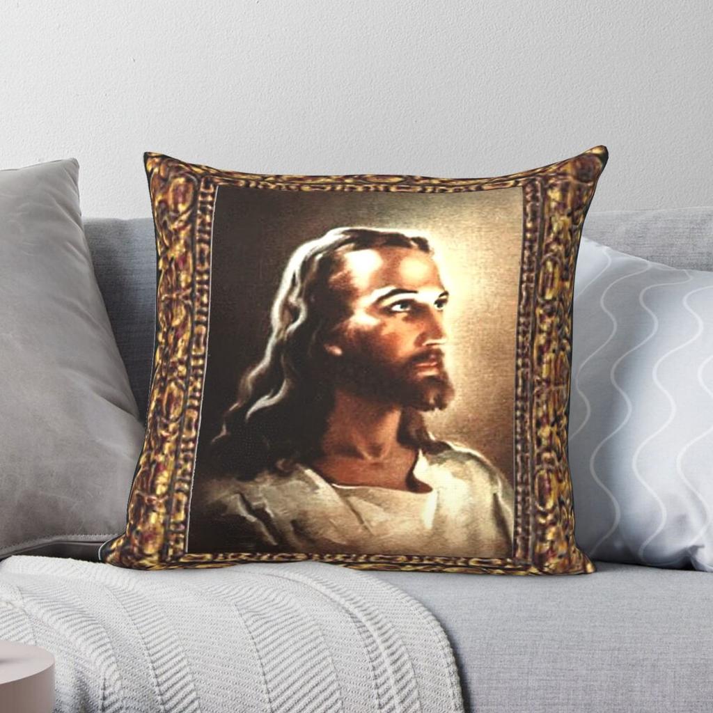 Warner Sallman Head Of Christ Pillowcase Polyester Linen Velvet Printed Zip Decor Pillow Case Car Cushion Cover 18"