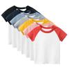 2024 Summer Kids' Short Sleeve Solid Color Patchwork T-Shirts