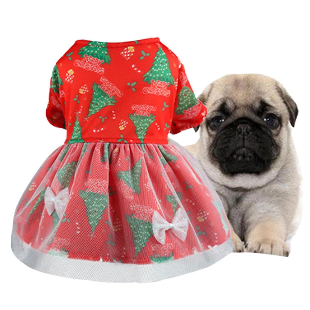 christmas puppy dress Woofmas Dog blue satin underskirt Dog Christmas Costume  Soft