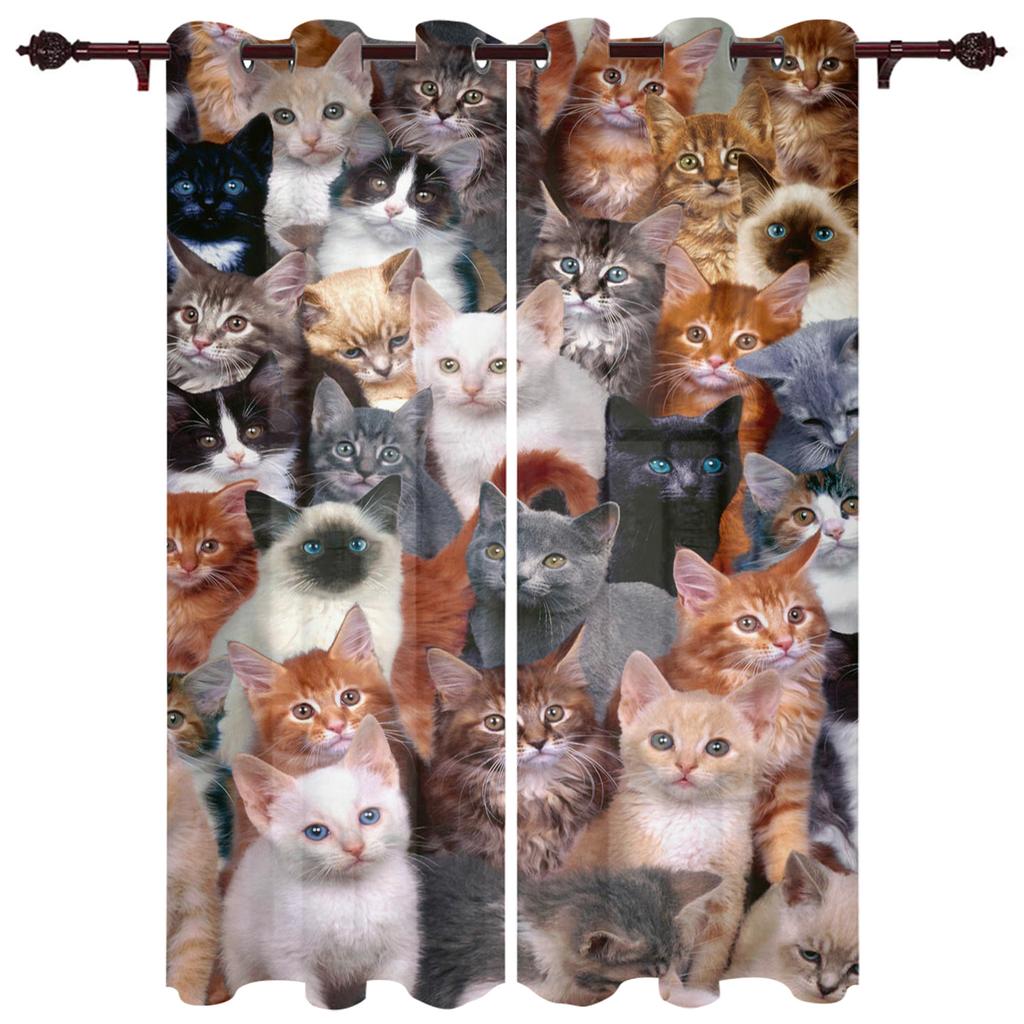 Die Katze Tier schwarz Fenster Vorhänge Vorhänge für Wohnzimmer dekorative Elemente Wohnzimmer