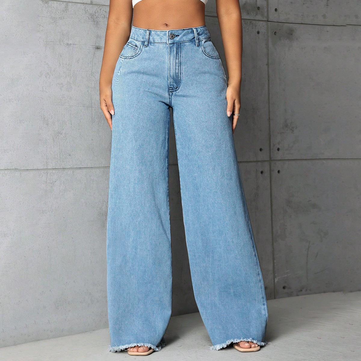 

In-Stock Women s Floor-Length Low-Waisted Wide-Leg Jeans S