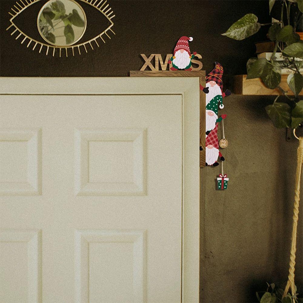 Wooden Xmas Door Corner Sign Home Atmosphere Layout Door Pendant Christmas Decoration