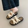 Thick bottom outer wear bow feeling seaside beach Internet celebrity cool slippers women step on shit feeling fashion fairy new