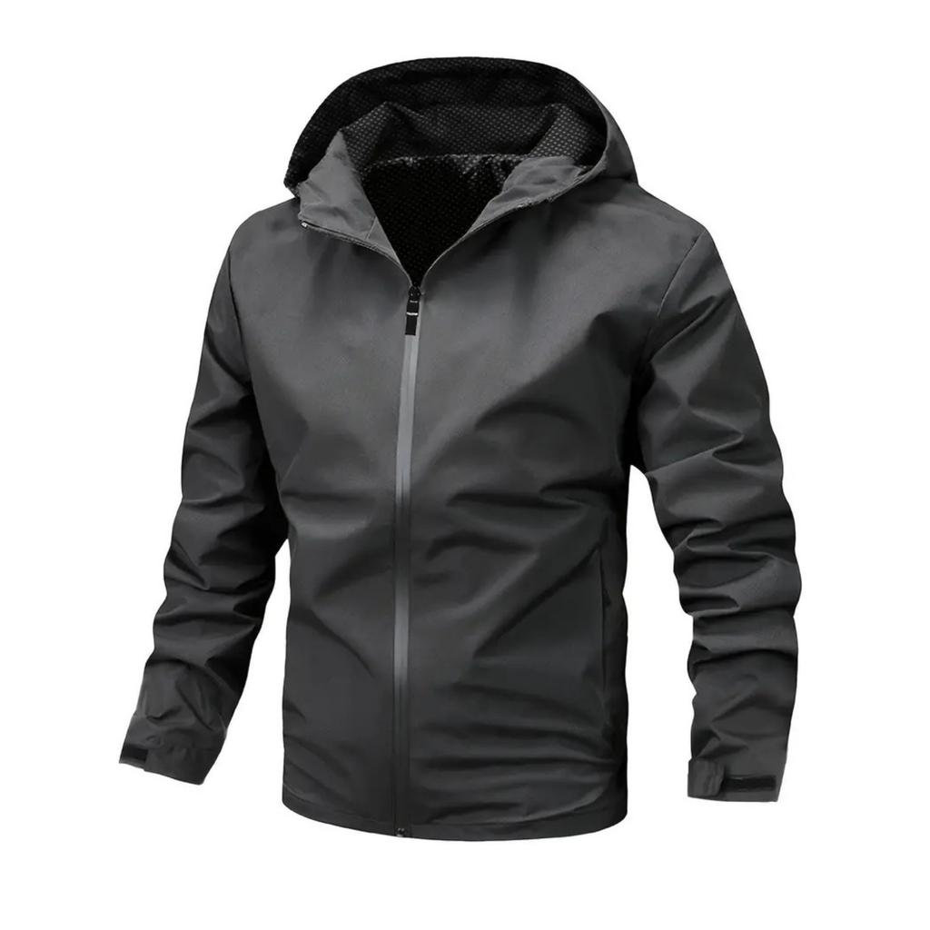 Men's Casual Solid-color Hooded Zipper Jacket, Men's Windproof Lightweight Jacket, Windbreaker