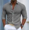 Men S Casual Solid Color Long Sleeve Button Down Collar Shirt
