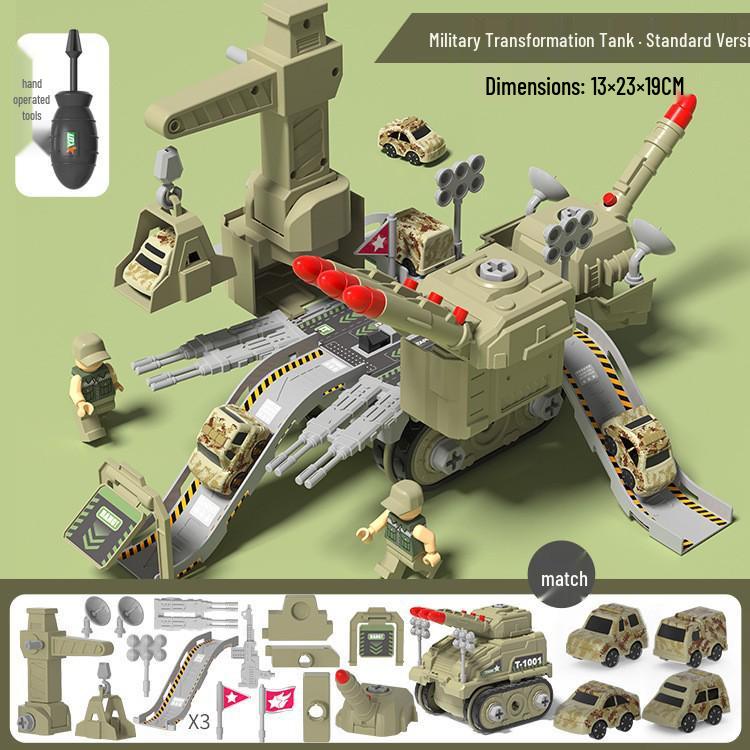 4-in-1 Deformable Engineering Vehicle Set with Small Cars, Crane, Excavator, and Pull-back Toy for Boys