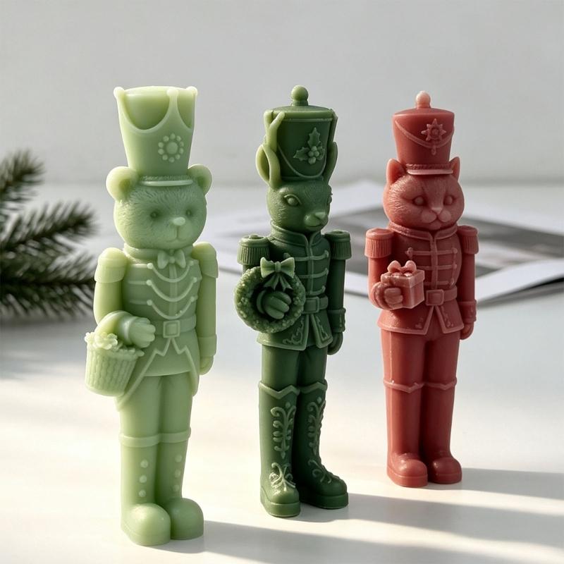 Side Slit Candle Making Form for Holiday Figure Projects, Flexible Standing Soldier Shape for DIY Winter Use and Display