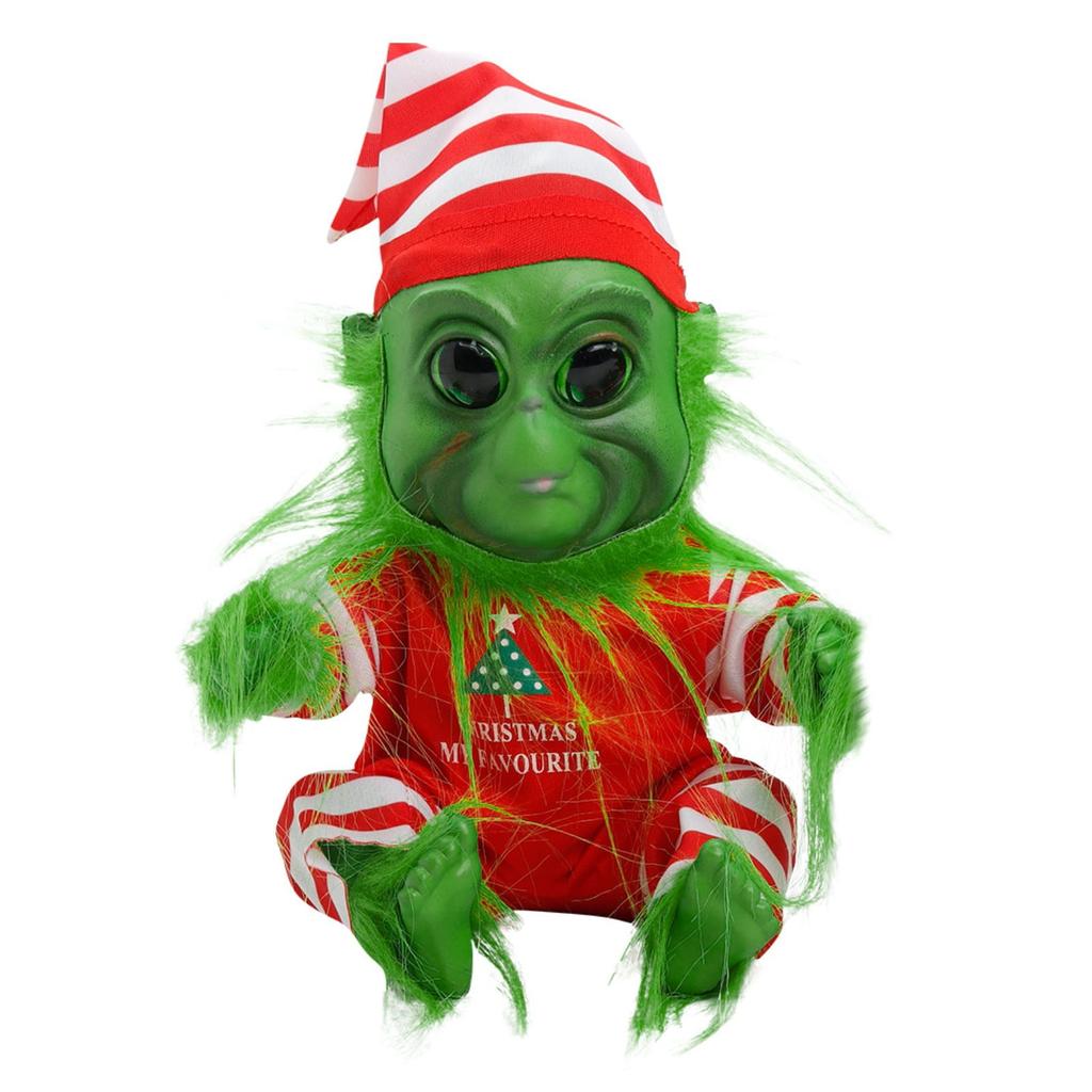 Vánoční latexová panenka, Zelený chlupatý dárek, Plyšová ozdoba, Vánoční dárek