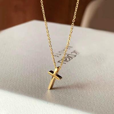 Minimalistisches Mode-Pendel-Halskette mit Kreuzform für Pendler, Edelstahl, Unisex-Pendel-Halskette