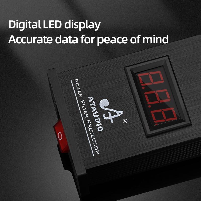 ATAUDIO Hi-end HiFi Audio Power Filter Aluminum Alloy Noise Reduction US Plug / Universal AC Power Socket Audio Purifier Outlet