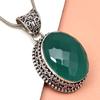 Green Onyx Gemstone Mother's Day Handmade Silver Jewelry Pendant  1.75"