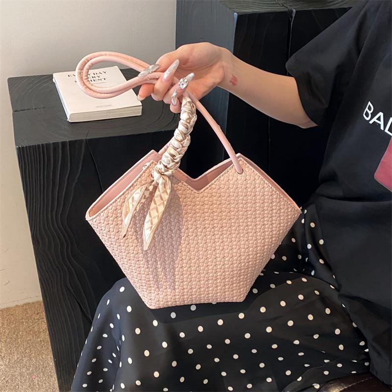 PU Leather Bags for Women Handmade Knitting Bags Handwoven Female Bags Shoulder Bags Luxury Brand Fashion New