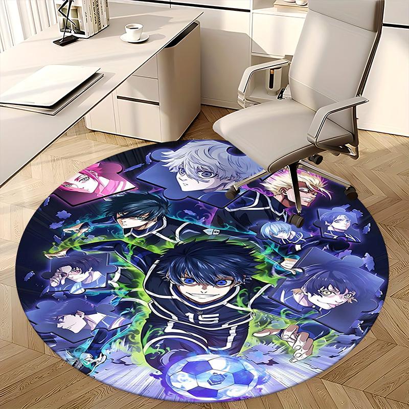1 Stück Runder Teppich - Kuroko's Basketball Charaktere, Bürostuhlmatte, Rutschfester Teppich für Heimdekoration, Saisonales Geschenk, Geeignet für Büro, Wohnzimmer