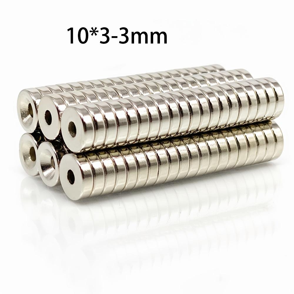 50pcs 10*3-3mm round magnets with holes for decoration, workshop, kitchen