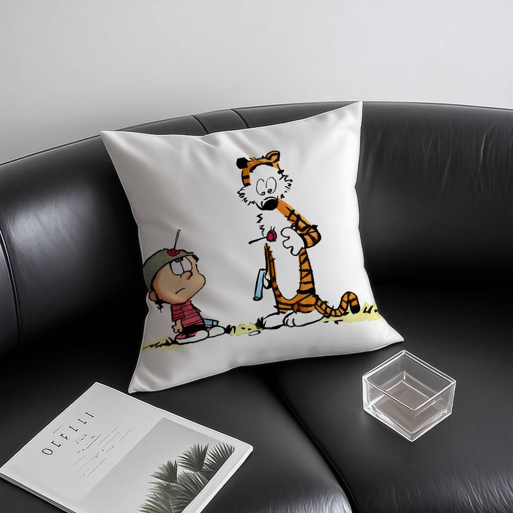 

Cartoon CCalvin and HHobbesES Pillow Case Antidustmite Invisible zipper Sofa Bed 30X30cm