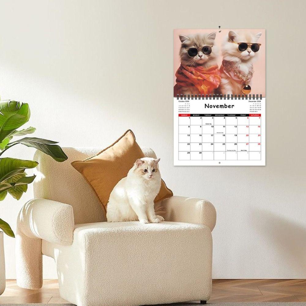 Hanging Loop Cat Calendar Durable Construction Monthly Planner Kitten Wall Calendar  Office Decor