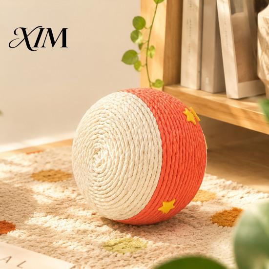 Natural Material Pet Toy Cat Scratching Ball, Drum Shaped Paper Rope Interactive Floor Rolling for Cats Ball Indoor To Scratch, Pat, Bite Durable