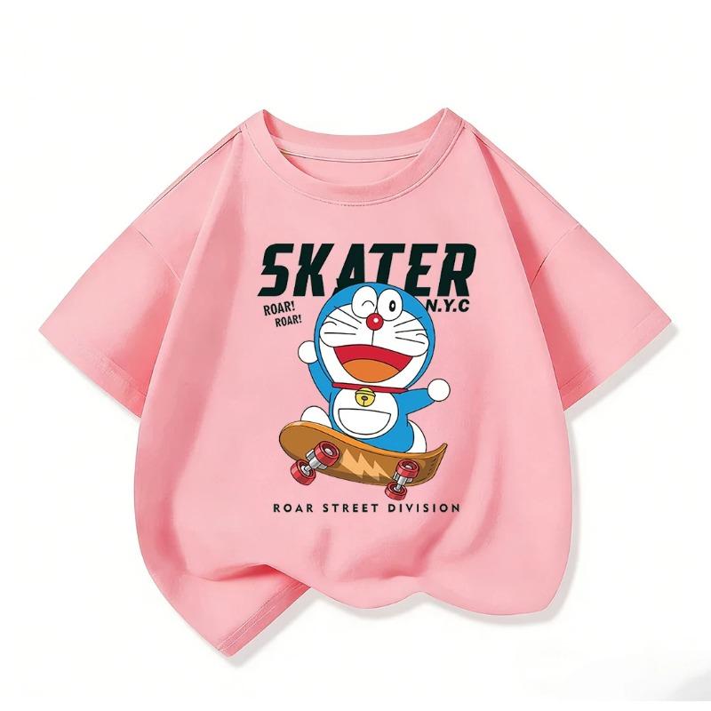Summer Cute Short Sleeve T-Shirt Cute Cartoon Street Fashion Outfit Doraemon Children's Clothing