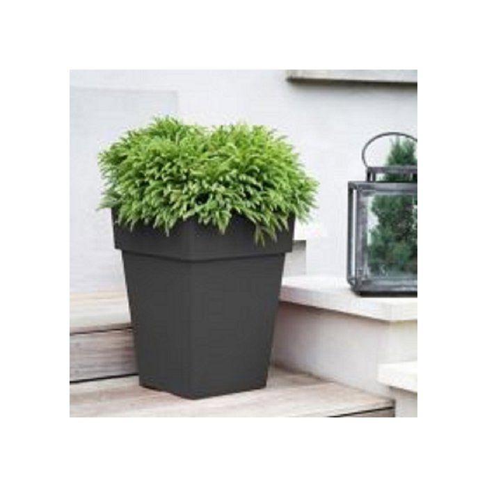Pot de fleur mi-haut carré - Toscane - EDA - 39 x 39 x H. 53 cm - Intérieur / Extérieur - 51 L - Gris Anthracite