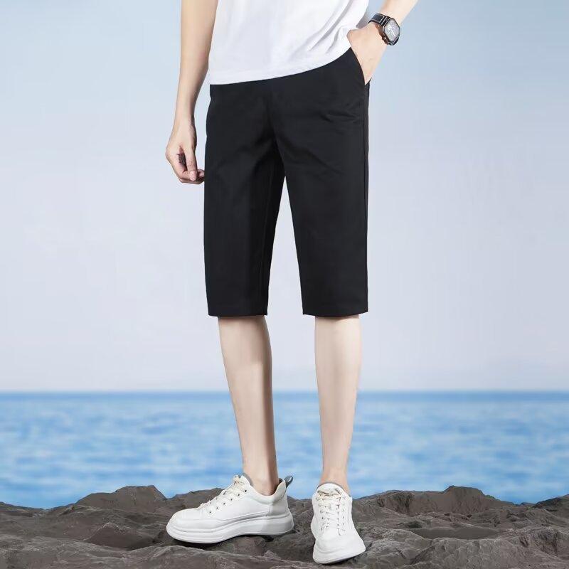 Summer New Suit Shorts Men's Fashion Casual Five-point Medium Pants Non-ironing Slim-fitting Thin Suit Shorts Men