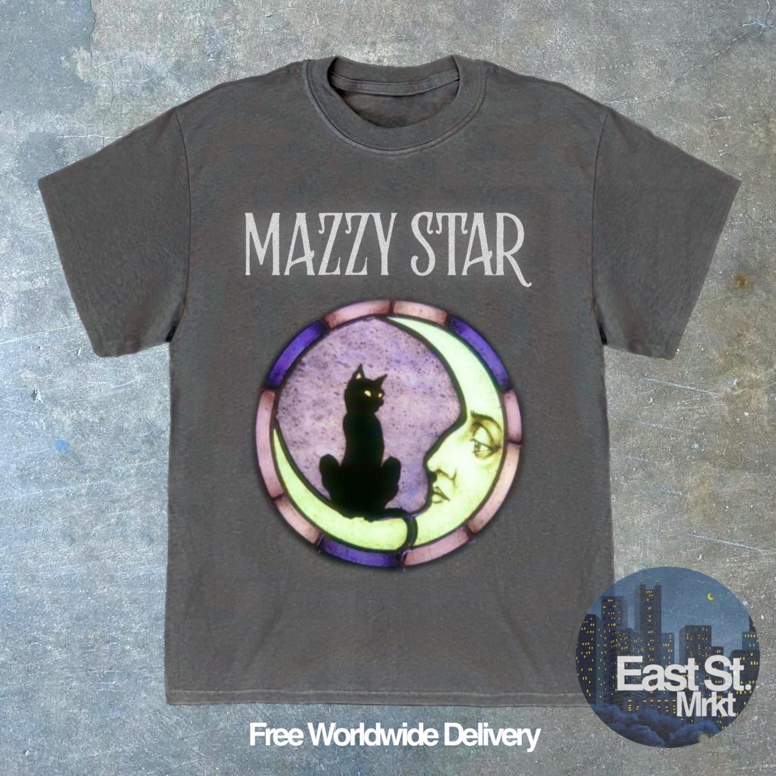 Mazzy Star Moon Cat T-Shirt: Vintage 90s Grunge Tee 4XL