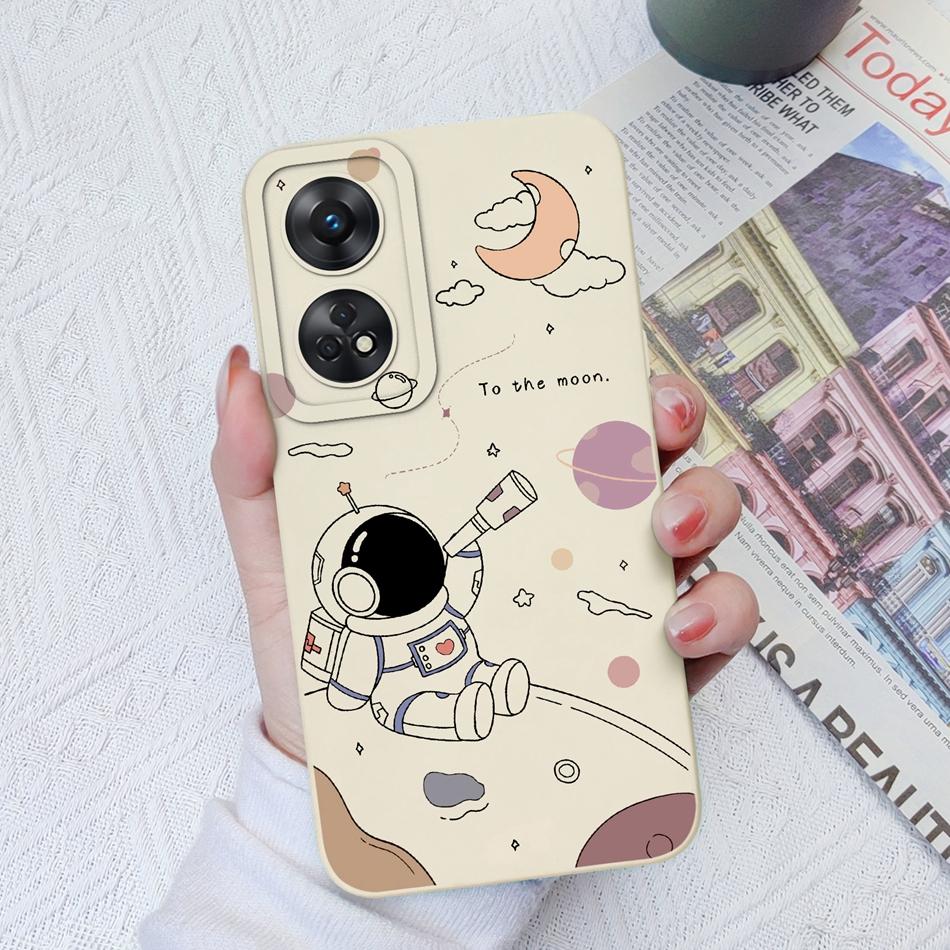 Phone Case For OPPO Reno 8T 4G 5G 8Z 8Lite Cover Cartoon Camera Protection Liquid Silicone Bumper For OPPO Reno8 T Fundas Gift