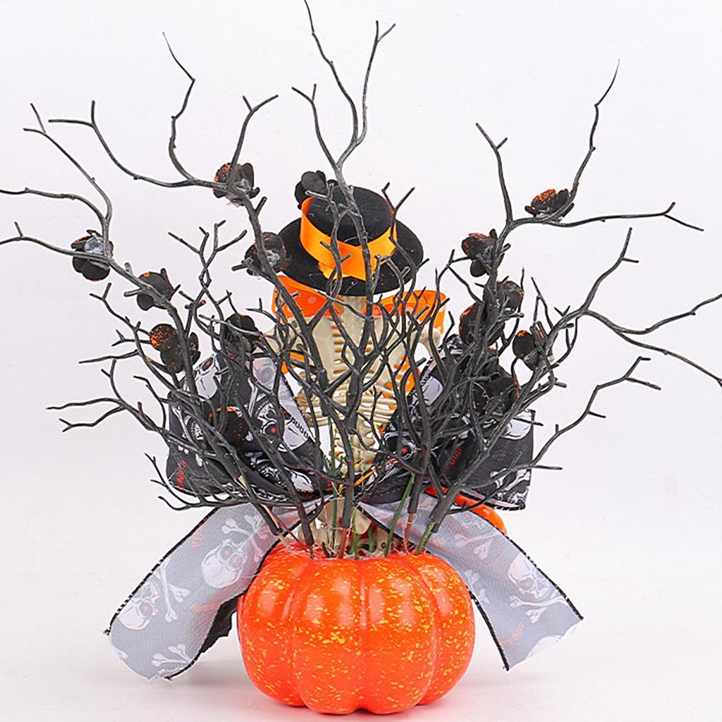 Halloween Figurines Skeleton Pumpkin Figurine Halloween Realistic Skull Ornament For Bookshelves Porch Living Room Entryway